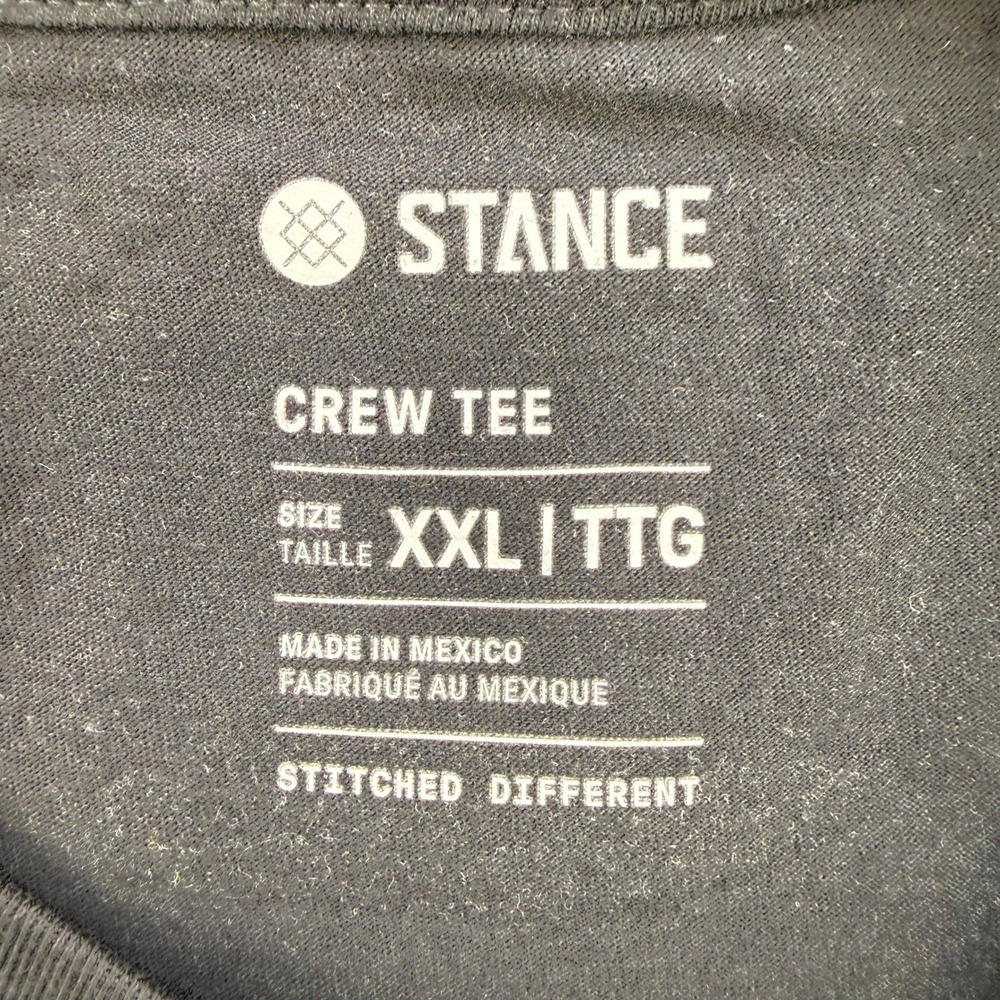 Stance Shirt Mens XXL Crew Tee Black Skull Flower Graphic T Shirt Streetwear - Picture 4 of 5